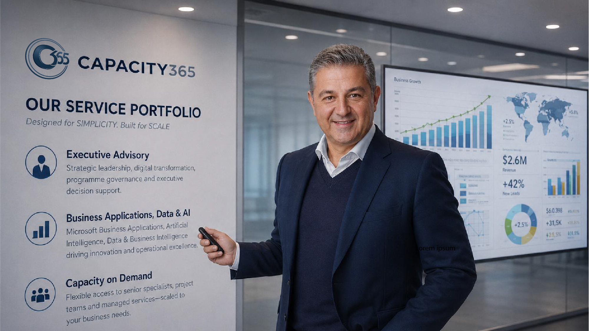 CAPACITY365 executive presenting the service portfolio